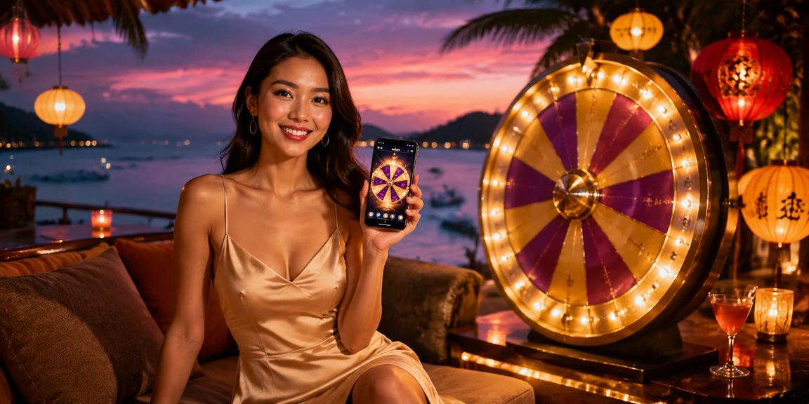 Người chơi tham gia quay số may mắn tại Hội An với đèn lồng rực rỡ trong dịp lễ hội