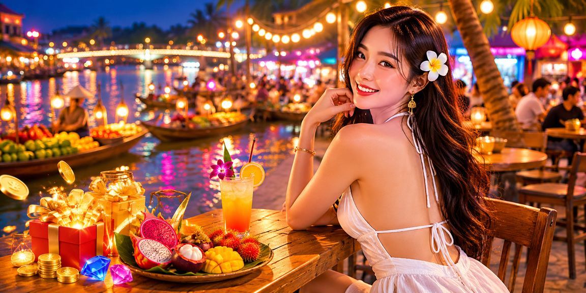 Khung cảnh giải trí casino bên dòng sông Mekong với không khí miền Tây Nam Bộ ấm áp đặc trưng