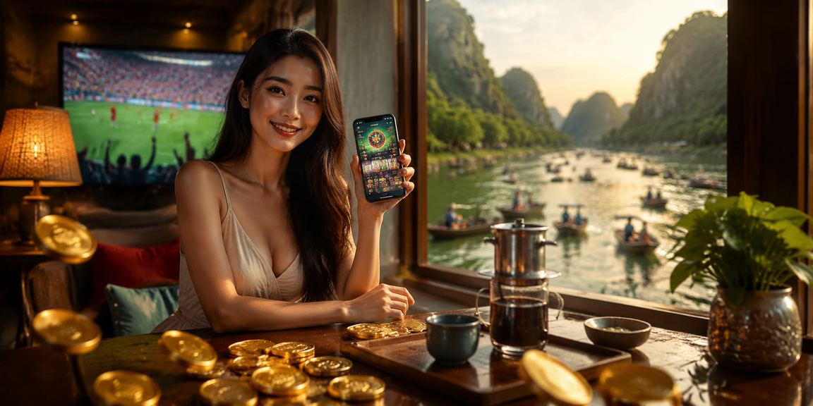 Người dùng bt21 trải nghiệm casino di động tại quán cà phê Ninh Bình với không khí bình yên